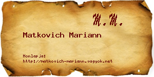 Matkovich Mariann névjegykártya