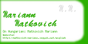 mariann matkovich business card